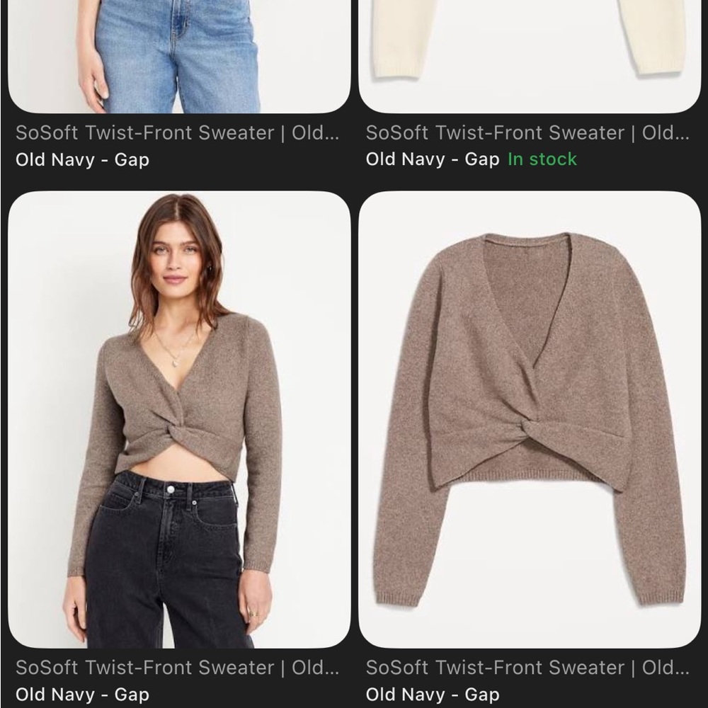 Old Navy Women's V-Neck Twist-Front Sweater - Taupe